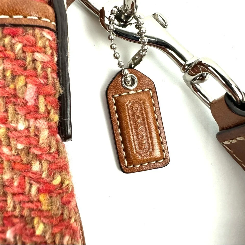 Coach Swing Pack Crossbody Bag Camel Rose Tweed Wool Handbag Hang‎ Tag